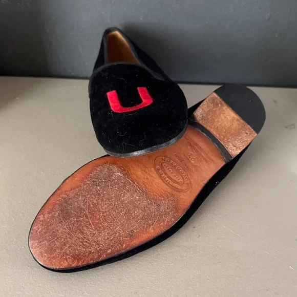 Stubbs & Wootton Black Velvet Loafers with Red and Silver  display picture 1